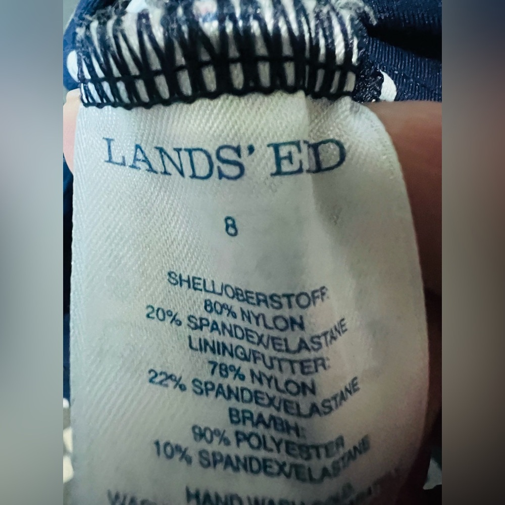 Lands End tankini top Navy Polka Dot 8 - Picture 2 of 2